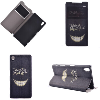 

Smiling Teeth Design PU Leather Flip Cover Wallet Card Holder Case for Sony Xperia Z5