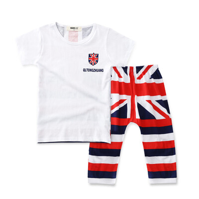 

Little Red Beans (XHDKiDS) Boys Cotton Set Children Summer Casual Short Sleeve Shorts Two-piece Set BHZ102HBW0 White 140