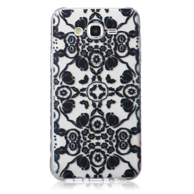 

Black flowers Pattern Soft Thin TPU Rubber Silicone Gel Case Cover for SAMSUNG GALAXY J7