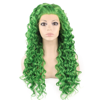 

Iwona Synthetic Hair Lace Front Long Curly Green Wig