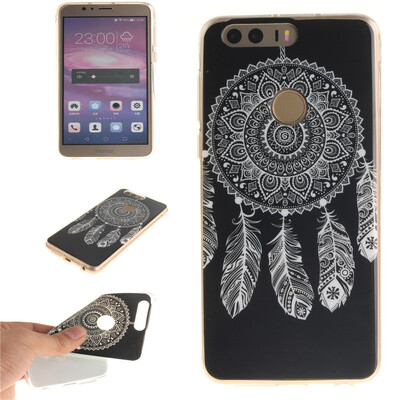 

Black wind chimes Pattern Soft Thin TPU Rubber Silicone Gel Case Cover for HUAWEI Honor 8