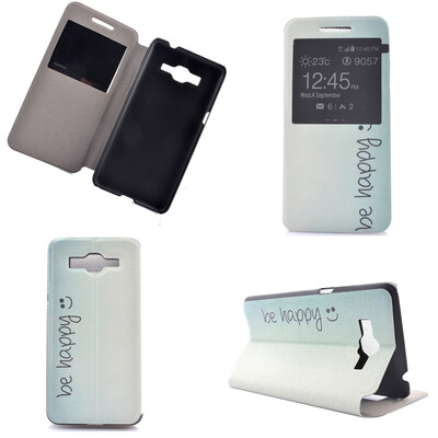 

Butterfly Smile Design PU Leather Flip Cover Wallet Card Holder Case for Samsung Galaxy Grand Prime G530