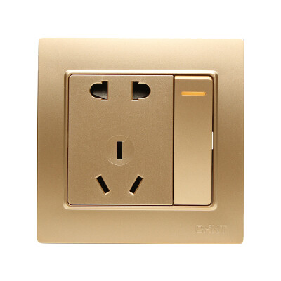 

Zhengtai CHNT socket panel five hole socket a single control champagne gold 10A 7L series NEW7-L43902