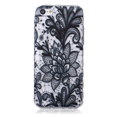 

Black Rose Pattern Мягкий тонкий ТПУ Резиновая крышка силиконовый гель чехол для IPHONE 5С