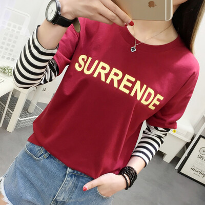 

VIVAHEART Korean Style Set Fake Two-piece Long Sleeve T-Shirt Women&39s T-shirt VWTC173336 Red S