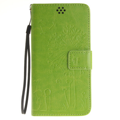 

Green Lovers and Dandelion Style Embossing Classic Flip Cover with Stand Function and Credit Card Slot for Huawei Y3 II