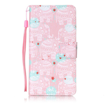 

Pink Elephant Design PU Leather Flip Cover Wallet Card Holder Case for Huawei Honor 8