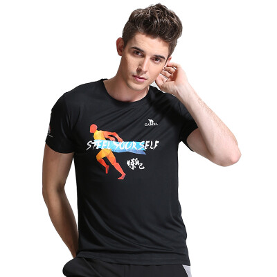 

Camel (CAMEL) short-sleeved sports T-shirt men and women couples models round neck comfortable comfortable moisture drying clothes C7S1U7308 black