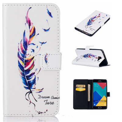 

Blue plumes Design PU Leather Flip Cover Wallet Card Holder Case for SAMSUNG Galaxy A5 2016 /A510