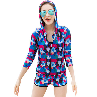 

Sanqi SANQI swimsuit ladies coat sunscreen clothing outside the bikini bikini long-sleeved beach beach blouse 17019 blue M code
