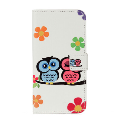 

Two Owls Design PU Leather Flip Cover Wallet Card Holder Case for Samsung J2 Prime