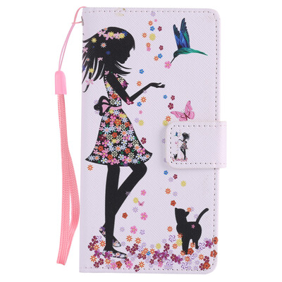 

Girl&Cat Design PU Leather Flip Cover Wallet Card Holder Case for SAMSUNG J5Prime