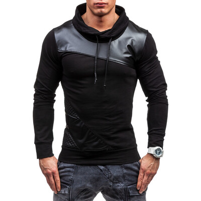 

geek new mens polo shirt grid color matching long sleeve slim