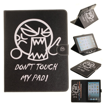 

Do not touch me Style Embossing Classic Flip Cover with Stand Function and Credit Card Slot for iPad 2/3/4