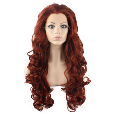 

Long Wavy Burgundy Red Heat Resistant Synthetic Lace Front Wig Natural