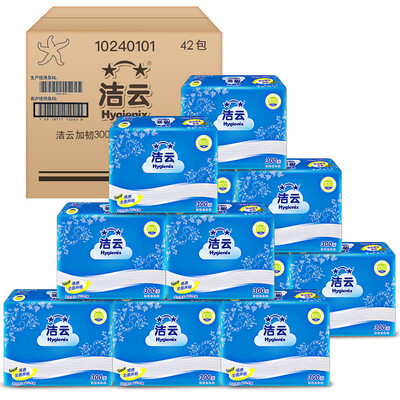 

Jie Yun toilet paper plus tough 300 pieces of embossed flat paper 42 package FCL box side package