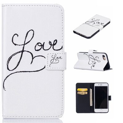 

Love Design PU Leather Flip Cover Wallet Card Holder Case for IPHONE 7