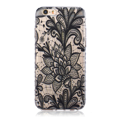 

Black Rose Pattern Мягкий тонкий ТПУ Резиновая крышка силиконовый гель чехол для IPHONE 6/6S