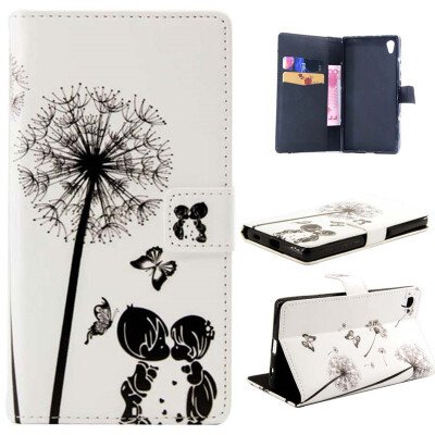 

Children and dandelion Design PU Leather Flip Cover Wallet Card Holder Case for SONY Xperia Z5