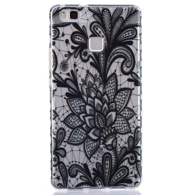 

Black Rose Pattern Мягкий тонкий ТПУ Резиновая крышка силиконовый гель чехол для HUAWEI P9 Lite