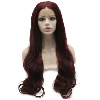 

Iwona Synthetic Hair Lace Front Long Wavy Dark Wine Red 99j Wig