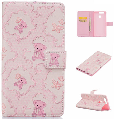 

Little bear Design PU Leather Flip Cover Wallet Card Holder Case for HUAWEI P9