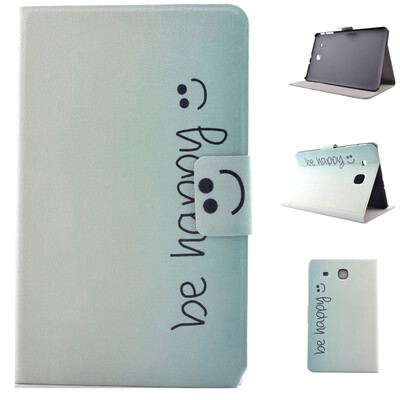 

Butterfly Smile Style Classic Flip Cover with Stand Function and Credit Card Slot for Samsung Galaxy Tab E T560