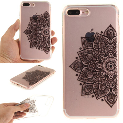 

Black half flower Pattern Soft Thin TPU Rubber Silicone Gel Case Cover for IPHONE 7 Plus