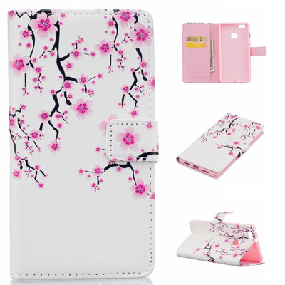 

Plum blossom Design PU Leather Flip Cover Wallet Card Holder Case for HUAWEI P9 Lite