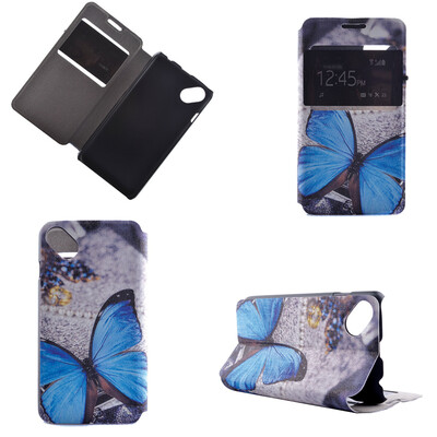 

Blue Butterfly Design Кожа PU откидной крышки Кошелек для карты памяти Чехол для Wiko Sunset 2