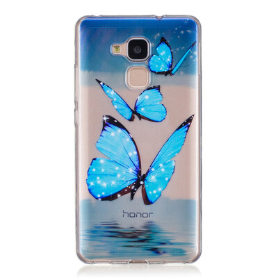 

Синяя бабочка Платье девушки Pattern Мягкие Тонкие TPU Резиновая силиконовая гель Дело Чехол для HUAWEI Honor 5C