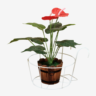 

OURUNZE iron art outdoor balcony hanging plant stands planter holder flower rack 5 loaded