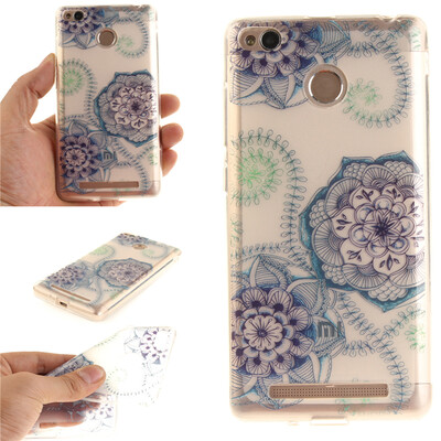 

Blue and green dream flower Pattern Soft Thin TPU Rubber Silicone Gel Case Cover for XiaoMi Redmi 3s/Redmi 3X/Redmi 3S Prime