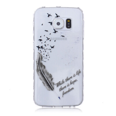 

Feathers&birds Pattern Soft Thin TPU Rubber Silicone Gel Case Cover for SAMSUNG GALAXY S6 Edge