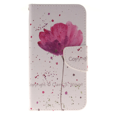 

Purple orchid Design PU Leather Flip Cover Wallet Card Holder Case for LG K8