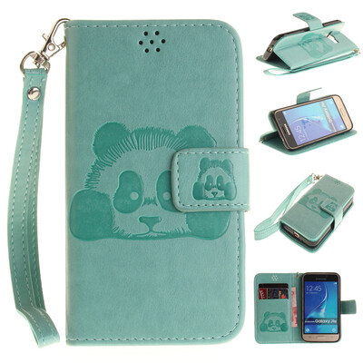 

Green Panda Style Embossing Classic Flip Cover with Stand Function and Credit Card Slot for SAMSUNG GALAXY J1 2016/J120