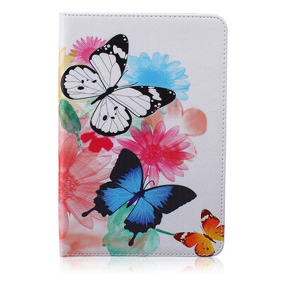 

Two Butterflies Style Embossing Classic Flip Cover with Stand Function and Credit Card Slot for iPad Mini 4
