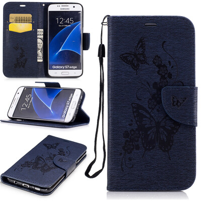 

Deep Blue Butterfly Style Чеканка Классическая флип-обложка с функцией подставки и слотом для кредитных карт для Samsung Galaxy S7 edge