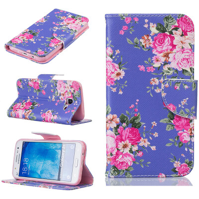 

Purple flowers Design PU Leather Flip Cover Wallet Card Holder Case for SAMSUNG GALAXY J5