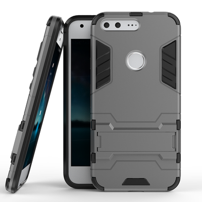 

Серый Slim Robot Armor Kickstand Ударопрочный жесткий корпус из прочной резины для Google Pixel
