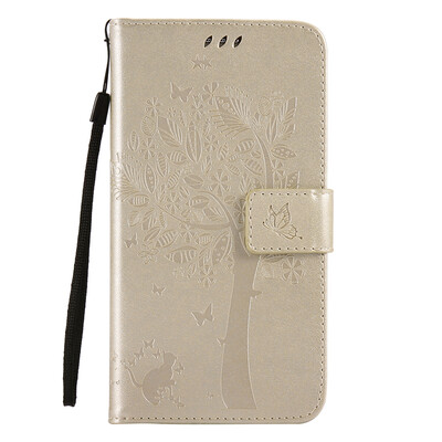 

Gold Tree Design PU Leather Flip Cover Wallet Card Holder Case for SAMSUNG J7