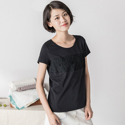 

Yan Man INMAN 2017 summer new text Fan Chun cotton embroidery white short-sleeved T-shirt women&39s clothing midnight black  1862022367