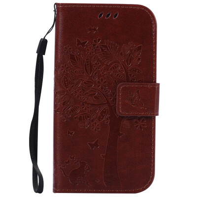 

Brown Tree Design Кожа PU флип крышки Кошелек Карты Держатель чехол для SAMSUNG S4