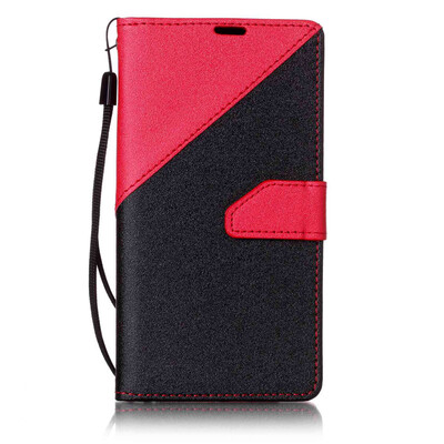 

Black + red Design PU Leather Wallet Case Classic Flip Cover with Stand Function and Credit Card Slot for LG K7