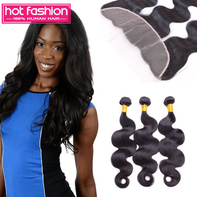 

Hot Fashion Hair Brazilian Body Wave With Frontal 3 Pcs Hair Bundles With Frontal Best Selling Bundles With Closure Amazing