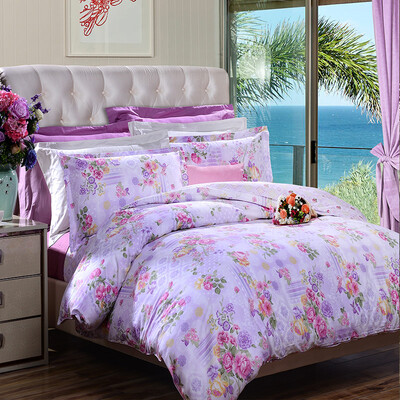 

Bravo Fu Anna produced bedding cotton twill printing four sets of Huacai Iraqi people 15 meters bed quilt 203 229cm purple