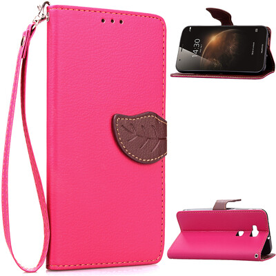 

Pink Design PU Leather Flip Cover Wallet Card Holder Case for Huawei G8