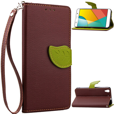 

Brown Design PU Leather Flip Cover Wallet Card Holder Case for Huawei Honor 4A/Y6