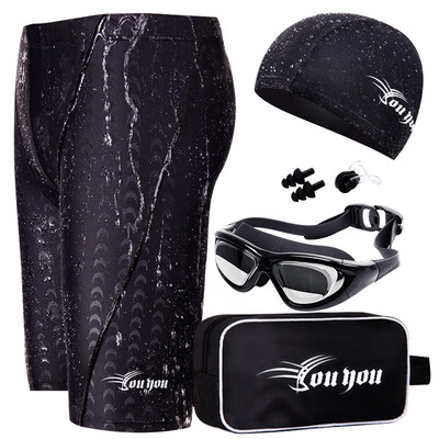 

YouYou swim trunks men's suits all-powerful swim pants big frame myopic goggles swimming cap