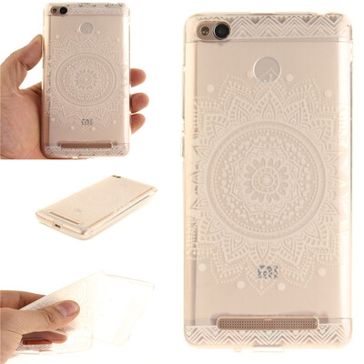 

White mandala Pattern Soft Thin TPU Rubber Silicone Gel Case Cover for XiaoMi Red mi 3